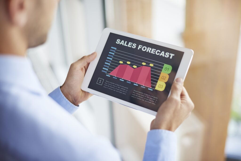 Sales forecast on digital tablet